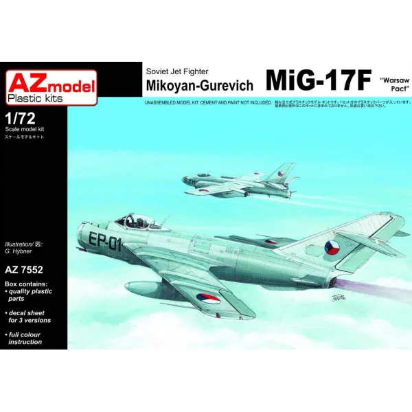 AZ 모델 1/72 소련 MiG-17F 바르샤바 조약 회원국 프라 모델 AZM7552, 단일 수량