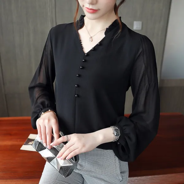 모리아 여성 쉬폰 긴팔 정장 블라우스ZP