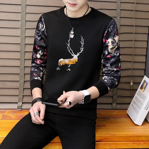 ZoneSHOP 남성 긴팔티 라운드 티 셔츠 남자 면티 빅사이즈C17 574209410711