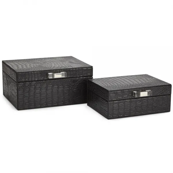 Imax Worldwide Home 릴리아나 블랙 주얼리 박스 2종 세트, Black+Silver