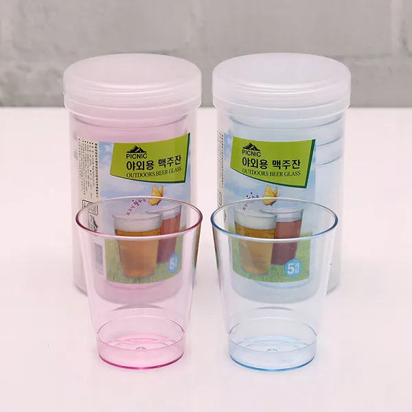 (3개묶음)야외용투명맥주잔5개입 술잔 맥주잔 DYT-04750 잔 야외용 투명잔 맥주잔 술잔, 블루
