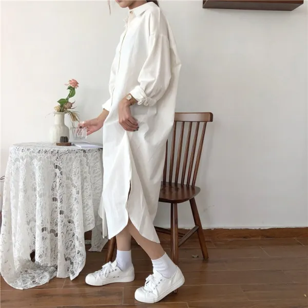 [라라젤로] 여성 셔츠원피스 루즈핏 롱 원피스 셔츠 빅사이즈h16 567262067993