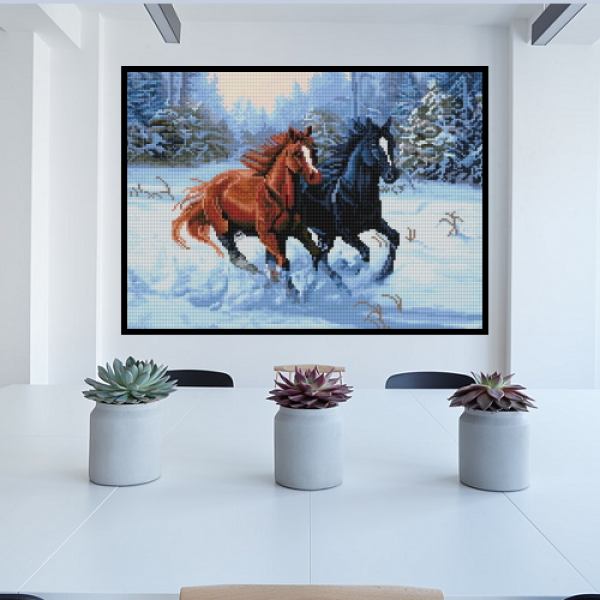 큐브아트 보석십자수 설원을달리는말(50x40cm전체원형)