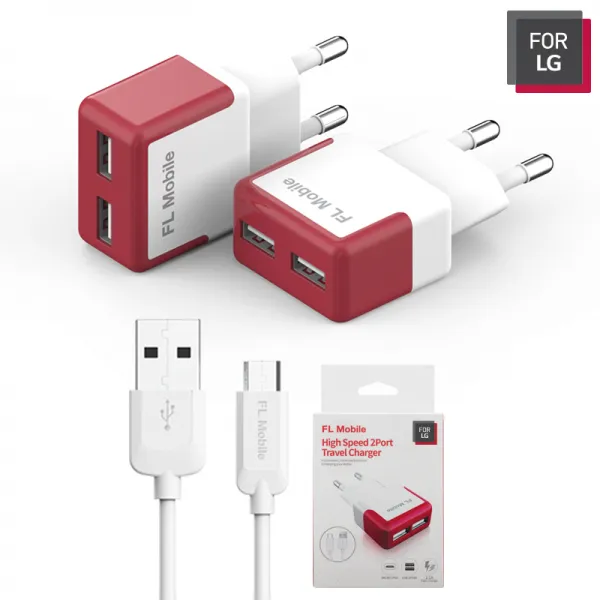 FOR LG USB 2포트 5핀 고속가정용충전기 2.1A, LTA-PTA04_화이트