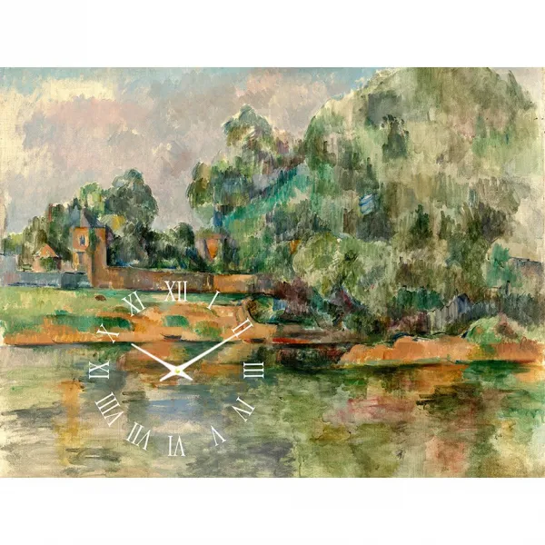 더윤 레티나 대형명화시계 (세잔-강둑(습작)) 폴세잔 인테리어 거실 벽시계, 80x60cm