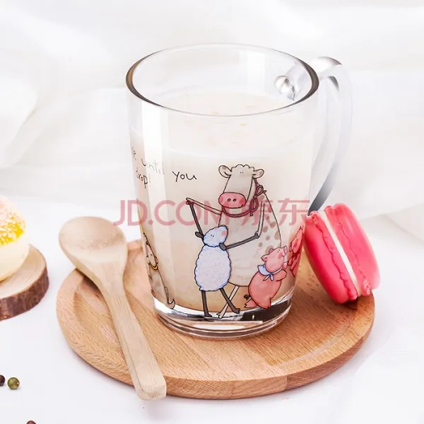유리 낯짝 두꺼운 내열성 벨트 유리 유리 주스 우유 크리 에이 티브 유리 물병 Galin 얼굴, Garin Mug - Blue Large 코끼리, One Size