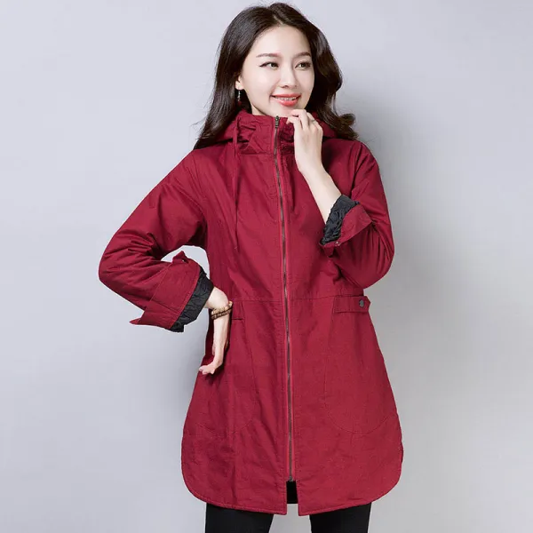 Eastgen 여성 누빔 후드 자켓 밑단 트임 캐주얼 빅사이즈 점퍼 577481233747