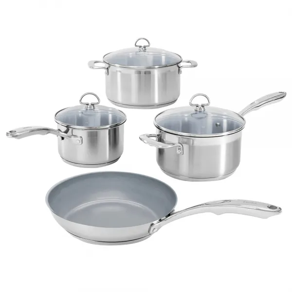 찬탈 세라믹 코팅 냄비 프라이팬 4종 세트 Silver 냄비 3개 + 프라이팬 1개