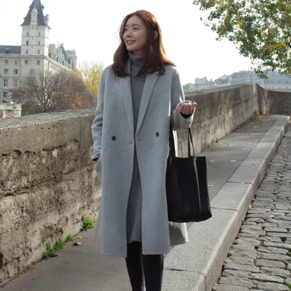 Zoneshop 여성 모직코트 박시핏 롱코트 트렌치코트 빅사이즈x21 538985345889_onmg