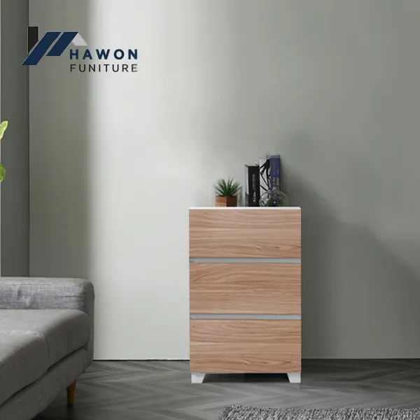 하원가구 비엔나 450 하이그로시 3단 틈새 서랍장 옷장 오크