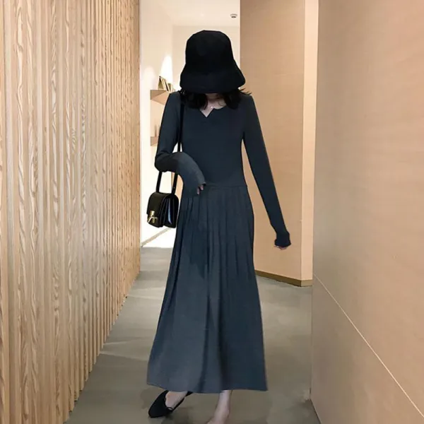 Qterra 특허브랜드 가을원피스 빈티지 루즈핏 캐쥬얼 롱원피스 슬림 맥시