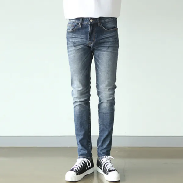 플레이즈 남성용 데님 워싱포인트 일자청바지