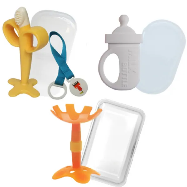 퍼펙션-심통 치발기3종(퍼펙션바나나치발기셋트+심통젖병치발기+플라워입술치발기) 치발기, 퍼펙션바나나치발기셋트(클립+케이스)+심통젖병치발기(케이스)+플라워입술치발기/오렌지(케이스)