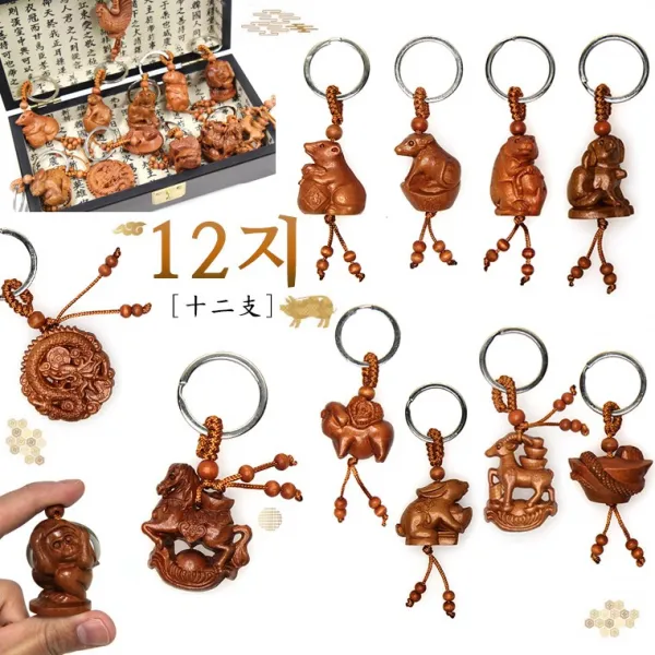 만방코리아 12지 목각열쇠고리 키홀더 키링 열쇠 자축인묘진사오미신유술해 십이지신, 뱀(사巳)