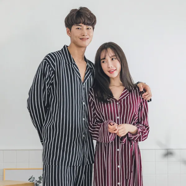  잠옷방 커플 맥시스트라이프 레이온로브 긴소매2c 17 4005