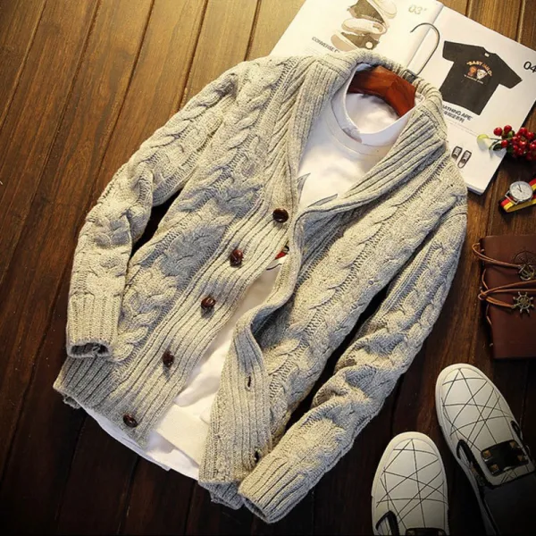 남자 가디건 솔리드 컬러 슬림 캐주얼 자켓 ~2xl