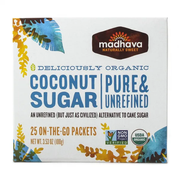 Madhava 코코넛 슈가 퓨어 & 언리파인드 25개입, 100g, 1개