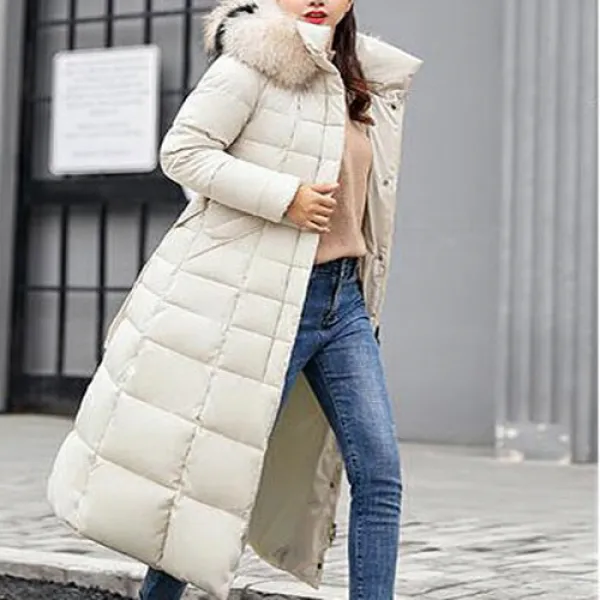  제이포티 여성 겨울 롱패딩 라쿤퍼 후드 슬림 빅사이즈 M810pd050