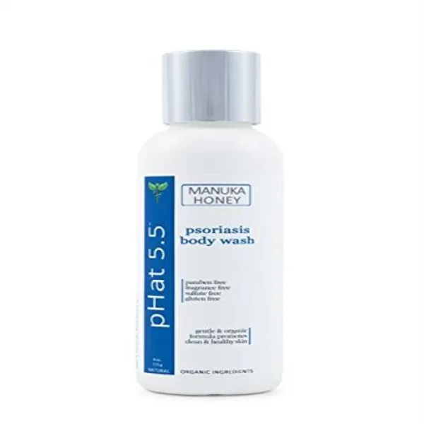 건선 치료 바디 워시 pHat 5.5 (4 온스) 플라크 용 베스트 비누 - 보습 비 건조 알로에 베라 마누카 꿀 정립, 4 온스