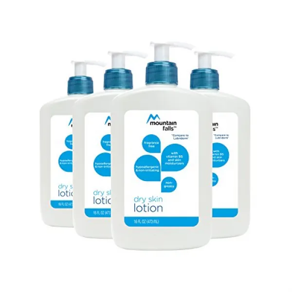 비타민 B5 및 피부 보습제 무 향료 저자 극성 및 비 자극성 펌프 병 Lubriderm 16 Fluid Ounce (4 팩), 건조한 피부