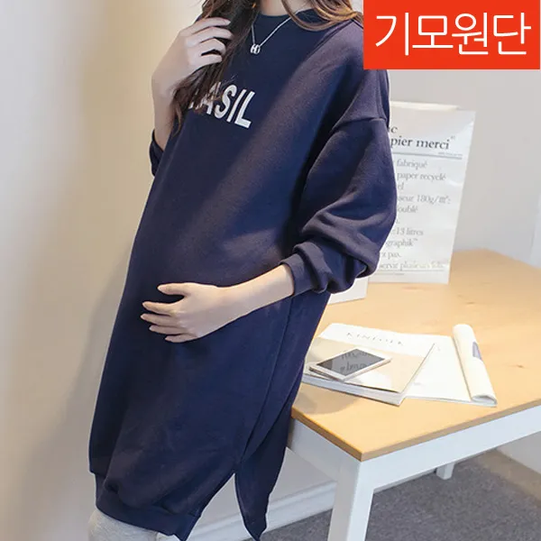 수맘 A01 바질ops 임부복원피스 만삭임부복 임부티셔츠 기모 네이비
