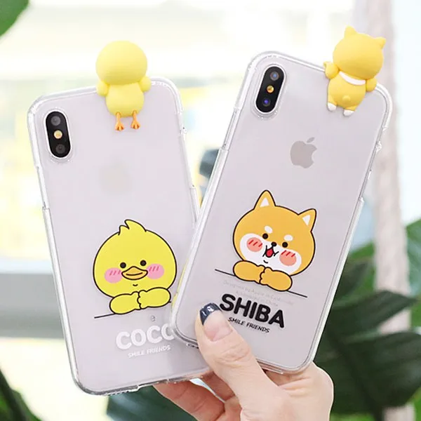 Nsbb 갤럭시s6 스마일프렌즈 어부바 시즌2 빼꼼 투명 젤리케이스 휴대폰 케이스