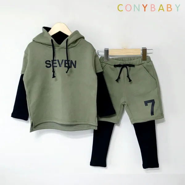 Cony 세븐기모후드 상하복세트 카키 