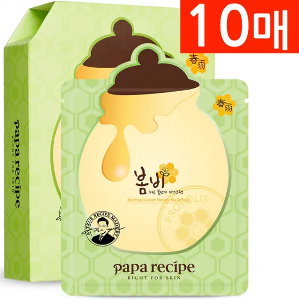 파파레서피 봄비 그린 꿀단지 마스크팩, 1박스, 10매입