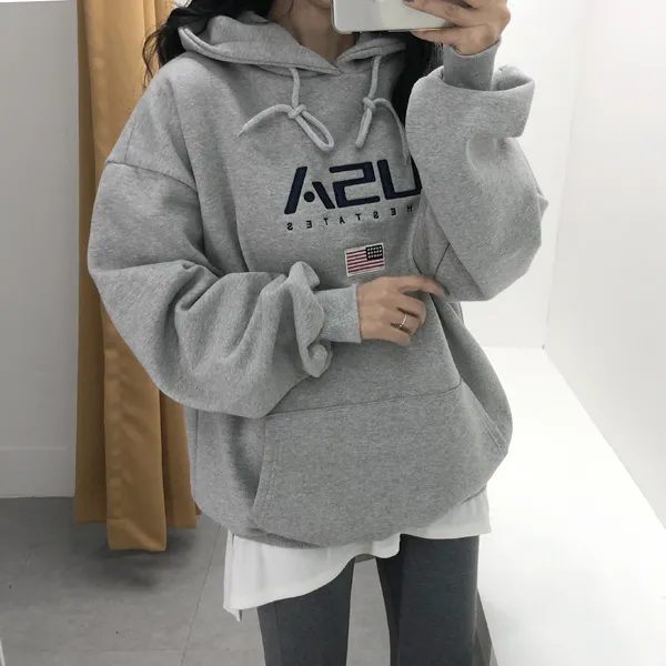 코튼홀릭 USA 자수 후드티