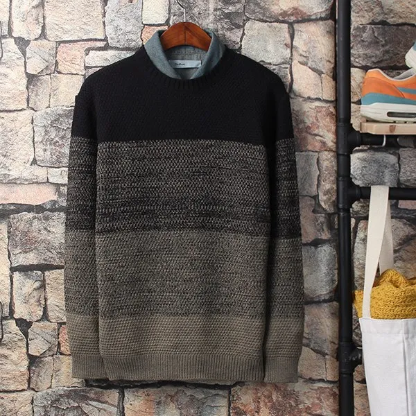  모코지코코 Yw12 남자 커플 니트 가네코 그라데이션 배색 라운드 스웨터 니트티