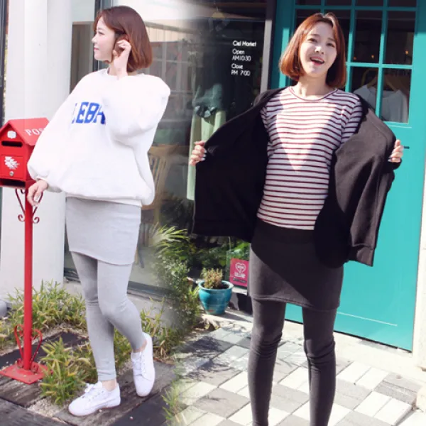 임부복 겨울 융 털 임산부 치마 레깅스 차콜