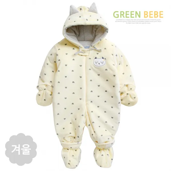 그린베베 동글냥 벨로아 패딩 우주복 3종세트