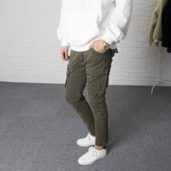 더간지 면바지 스판 카고 배기 팬츠