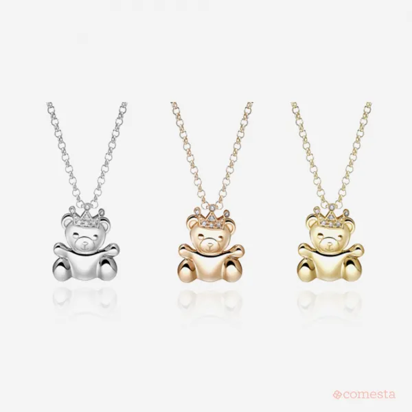  꼼에스타 테디베어 크라운 각인 탄생석 실버 목걸이 31 Amfn57