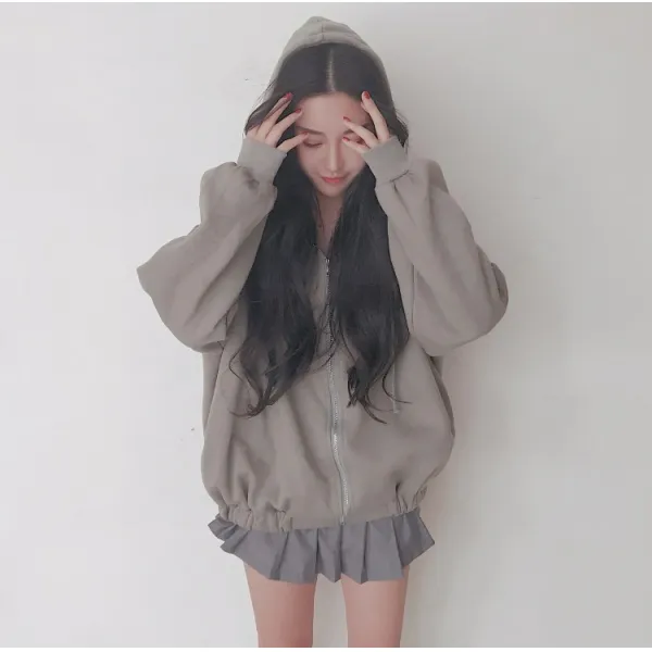 Gb1004 여성 겨울 늦가을 긴팔 후드 집업 캐주얼 데일리 빅사이즈 Ca918