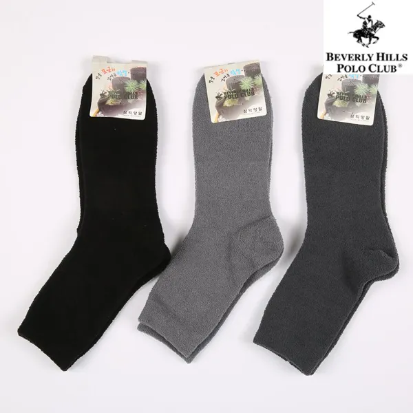 버버리힐즈폴로클럽 남성수면양말세트 고급브랜드 남자신사 수면닥텔보온방한두꺼운털 무지검정 겨울