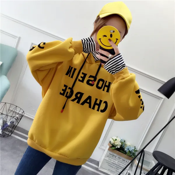 디에프 여성 차지 스트라이프 후드티 후드 후드티셔츠 여성후드 여성후드티박스티