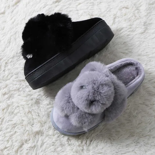 겨울 여성 통굽 키높이 털슬리퍼 털신 버블유