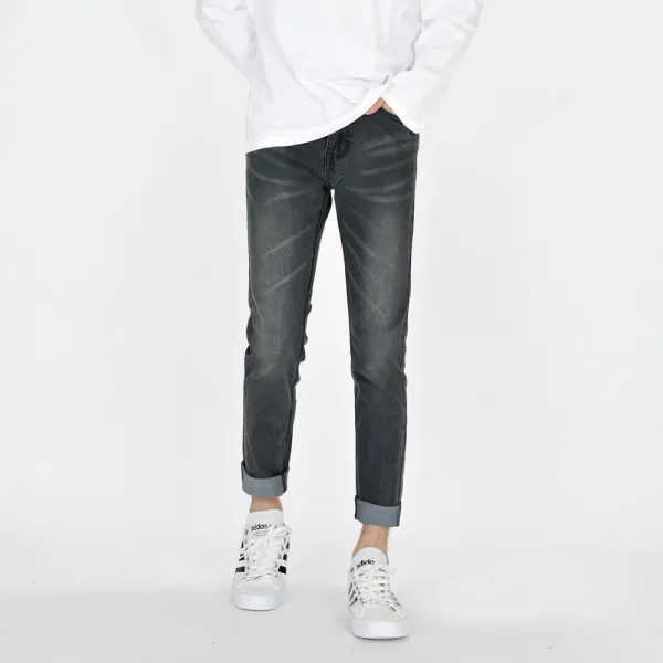  데님공방 남자청바지 스판 그레이진 슬림일자핏 데일리 빈티지 데님 팬츠 S 3xl