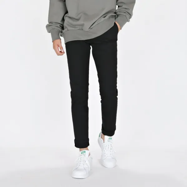  데님공방 남자면바지 블랙 밴딩팬츠 스판 슬림핏 코튼팬츠 S~2xl