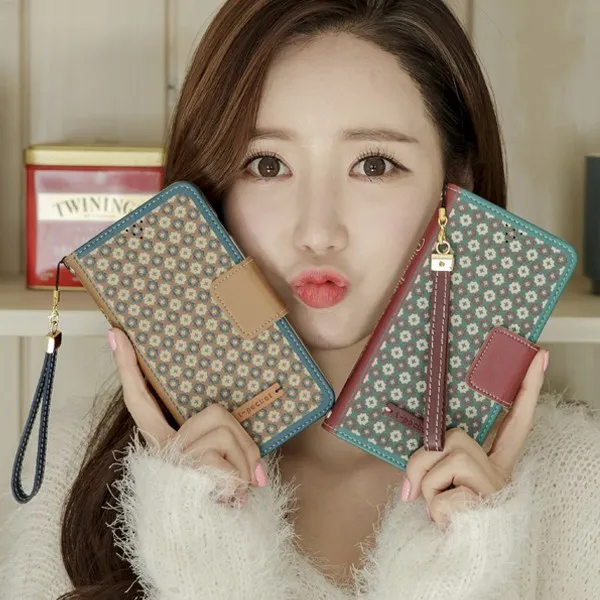 아나시스 예쁜 특이한 커플 일러스트 수제 D 디올 지갑형 핸드폰케이스