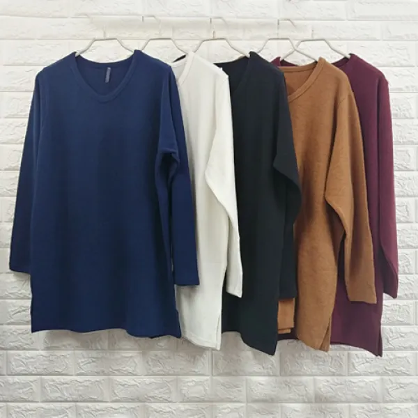 빅걸스토리 여성용 빅사이즈 엠버 기본 무지 스판 티셔츠