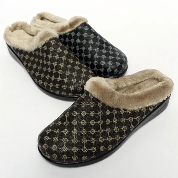 따뜻한 융털안감 여성용 털슬리퍼 굽4cm 털실내화