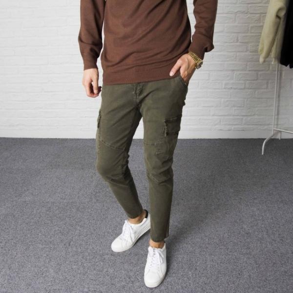 더간지 면바지 남자 카고 바지 Dk 스판
