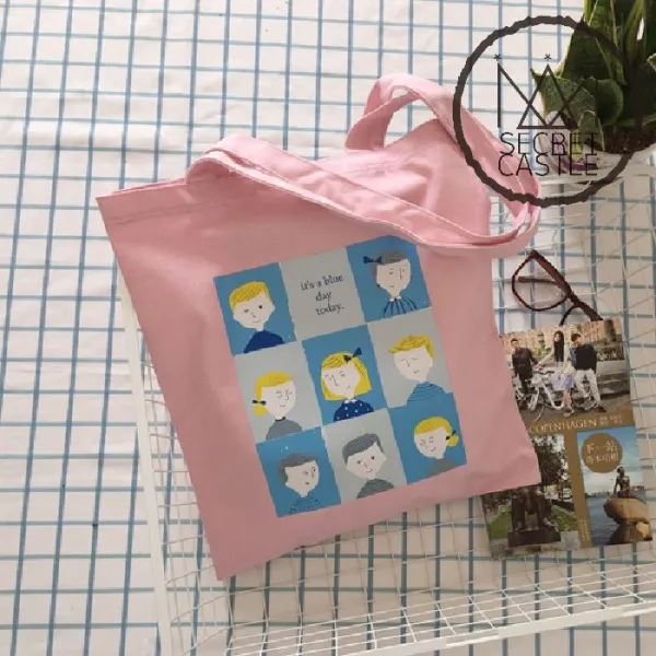 비밀의성 여자 만화 캐릭터 프린팅 지퍼 숄더 에코백