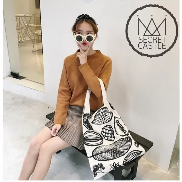 비밀의성 여자 나뭇잎 페인팅 숄더 에코백