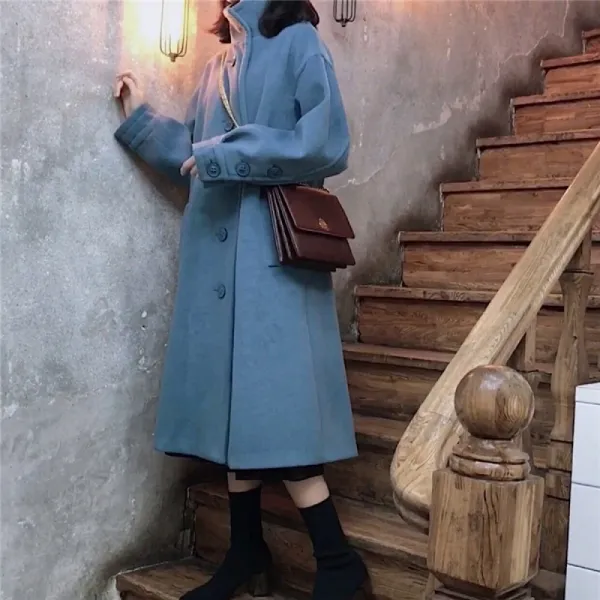 Qterra 특허브랜드 여성 모직 코트 망토 롱 자켓 박시핏 빅사이즈 체크 Aw1108 Az09