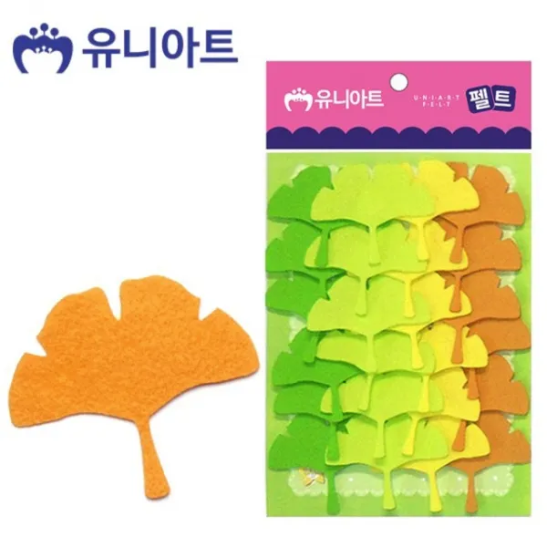 유니아트 (펠트) 3500 은행잎 (24pcs/65x55mm) (P0000CMC) 벽시계추천/해금/목공예/종이접기사이트/나무공예/비즈재료/수공예품/전통공예품/종이접기, 단일 출판사