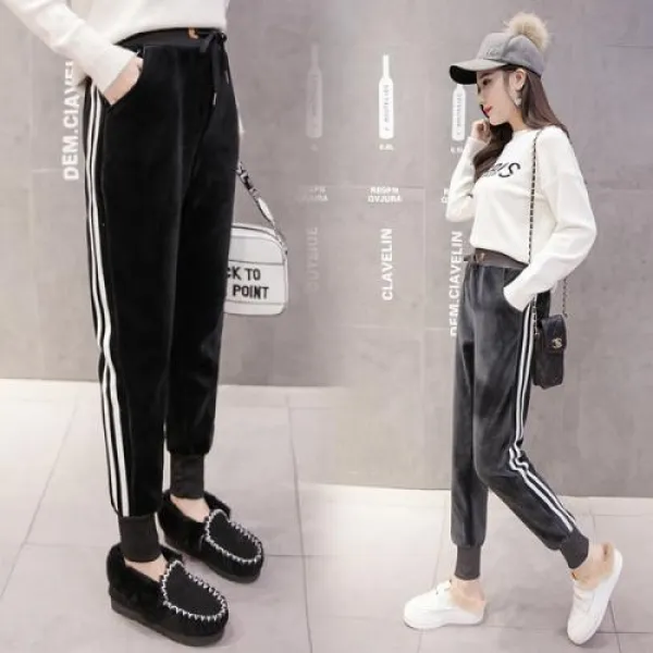 뷰티우먼 벨벳 기모안감 스트라이프 겨울바지