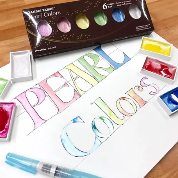 [신한커머스]쿠레타케 안채탐미 고체물감 Pearl Color 6색 세트, 단일상품